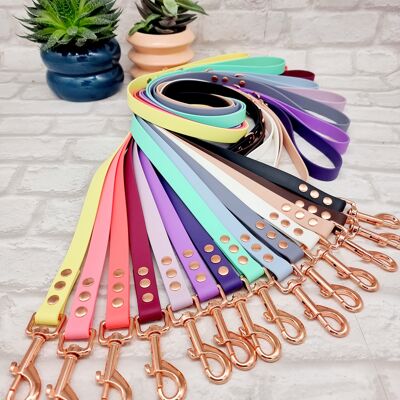 Waterproof Biothane Dog Lead - Rosegold Hardware