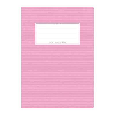 Exercise book cover DIN A5 pink uni, monochrome with delicate horizontal stripes
