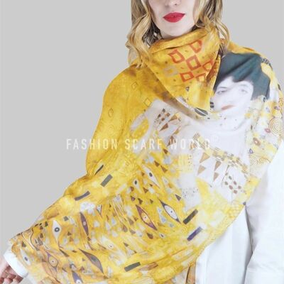 Klimt Portrait Of Adele Print Scarf - Mustard