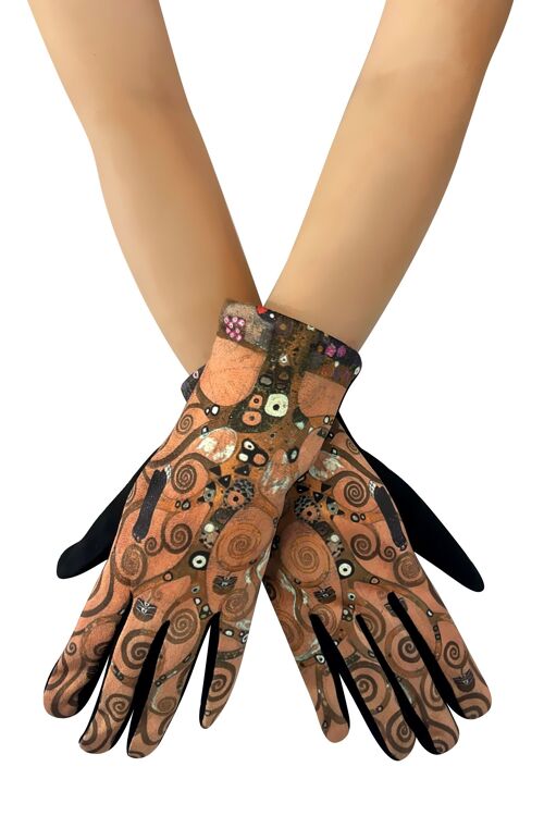 Klimt Tree of Life Suede Touchscreen Gloves - Black