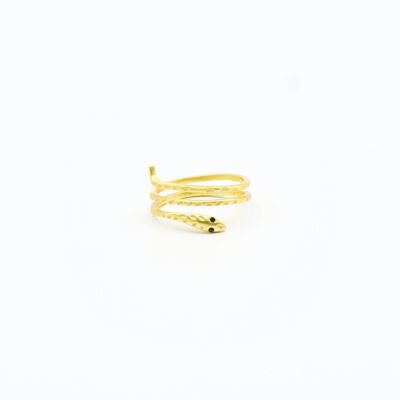 Women's rings, adjustable,.   Snake with black zircon.   Gold plated.   Hand made.   Imitation jewelry.   Spring.   Weddings, guests.