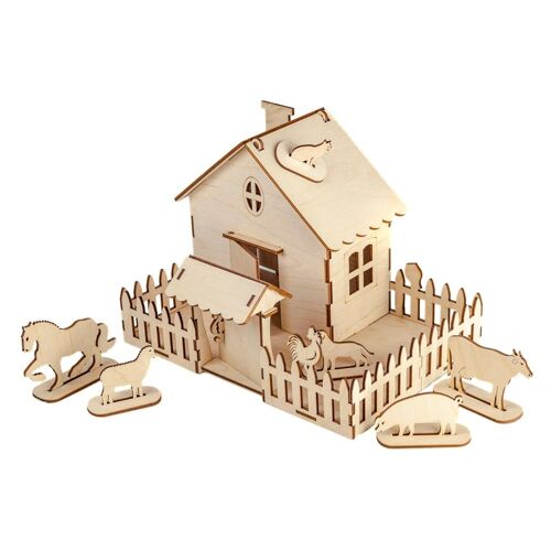 Toy farm with animals wooden 3D set
