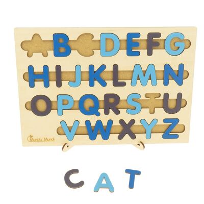 Rompecabezas del alfabeto de madera, letras de colores