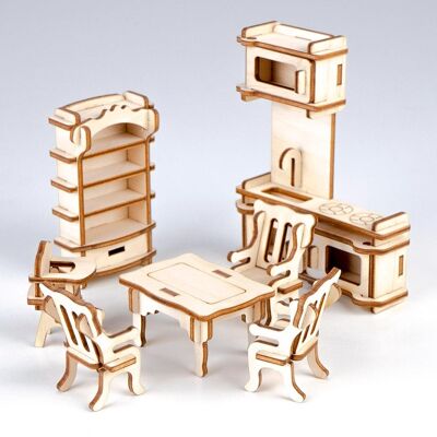 Wooden doll furniture set #2, 1:24