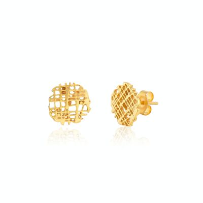 Small gold earrings for women.   Gold plated.   Spring.   Hand made.   Weddings, guests.