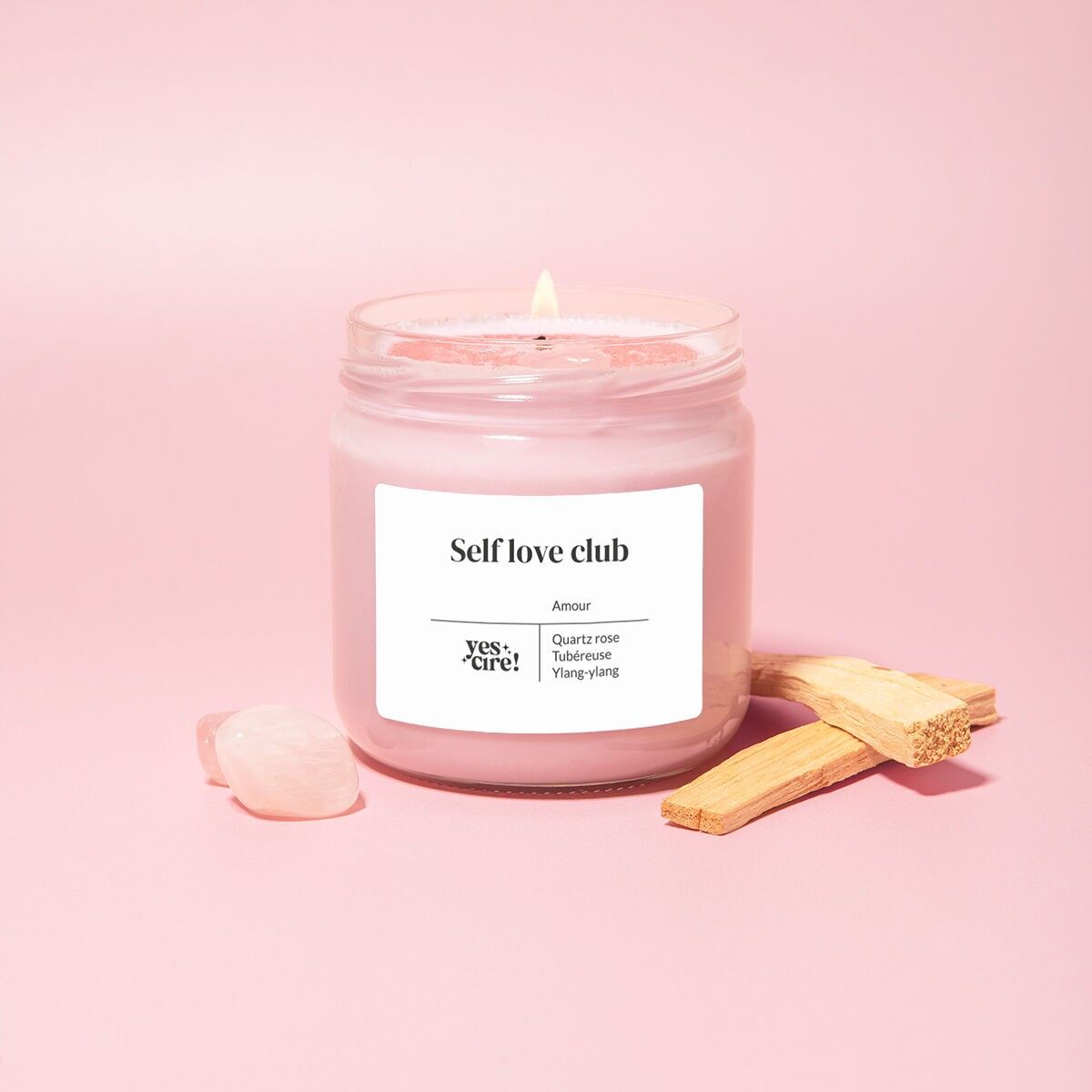 club de amor propio | Vela de cuarzo rosa "amor"
