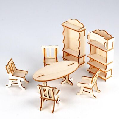 Set di mobili per bambole in legno n. 6, 1:24