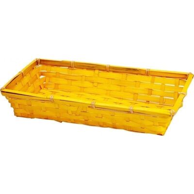 Cesta de bambú rectangular botón amarillo-156E