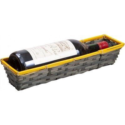 Rectangular basket in gray and yellow bamboo-179J