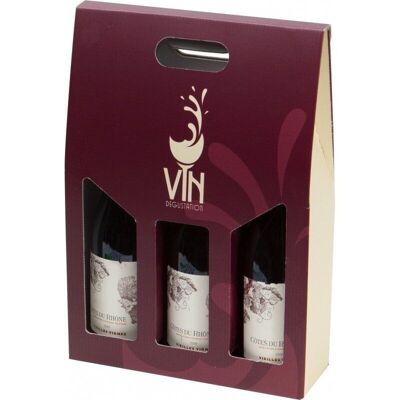 Caja de cartón FSC para 3 botellas CATA DE VINOS-2036