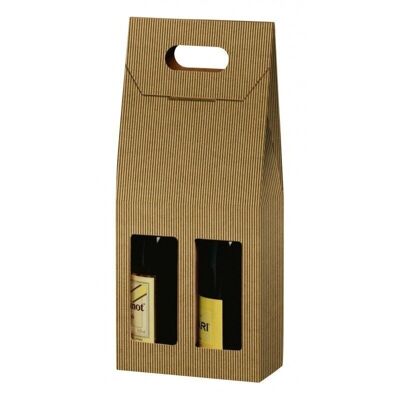 Kraft colored cardboard box for 2 bottles-2121