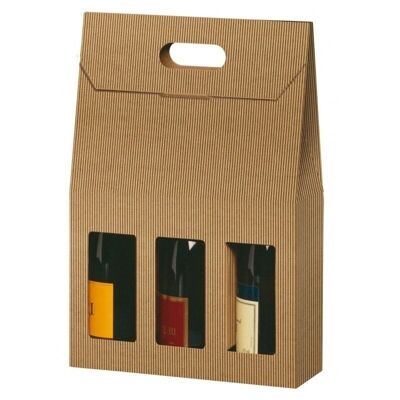 Scatola di cartone color kraft 3 bottiglie-2131