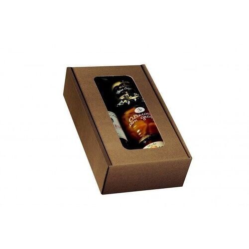 Coffret carton kraft 2 bouteilles avec fenetre-2421