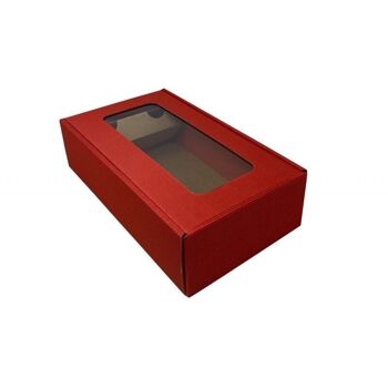 Coffret carton rouge 2 bouteilles avec fenetre-2422 3