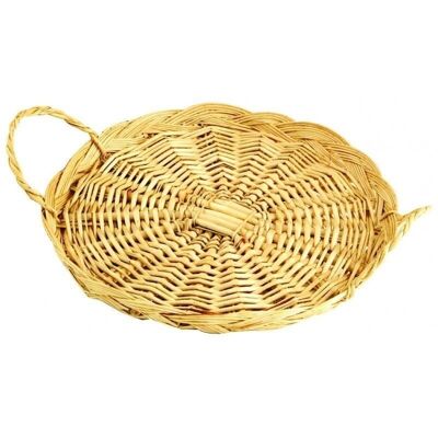 Solid wicker cheese tray with 2 handles-243F