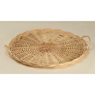 Solid wicker cheese tray with 2 handles-245F