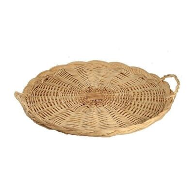 Solid wicker cheese tray with 2 handles-246F