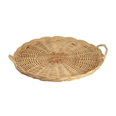 Solid wicker cheese tray with 2 handles-247F