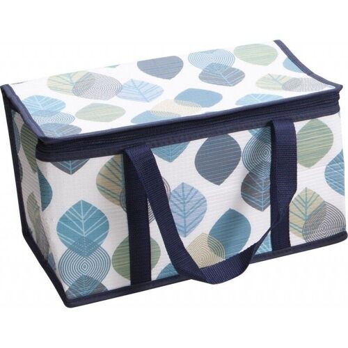 Sac isotherme couleur creme motif feuilles bleues-294F