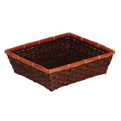 Rectangular brown and orange bamboo basket-329C