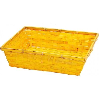 Cesta de bambú rectangular botón amarillo-329E