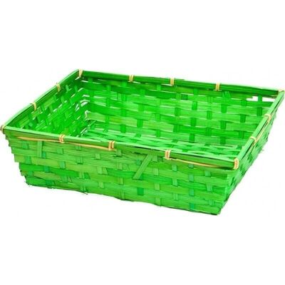 Cesta rectangular de bambú verde-329W