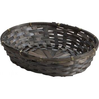 Corbeille ovale en bambou anthracite-337G