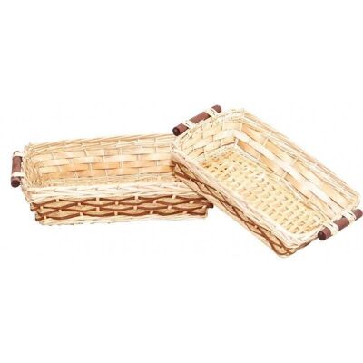 Natural and light brown rectangular basket + 2 handles-413N