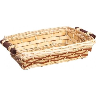 Natural and light brown rectangular basket + 2 handles-416N