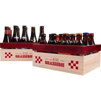 Caisse bois rouge 'MA PETITE BRASSERIE' 12 bieres Steinie-489B 2