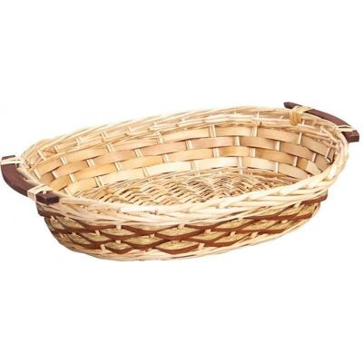 Natural and light brown oval basket + 2 handles-491N