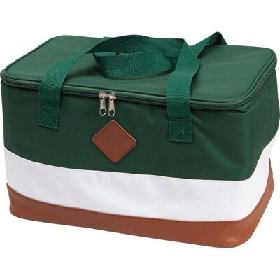 Cooler bag 600D 3 bands green/white/brown 20L-623V