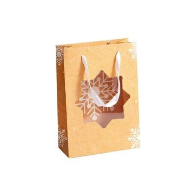 Natural cardboard bag deco snowflake + window-728K