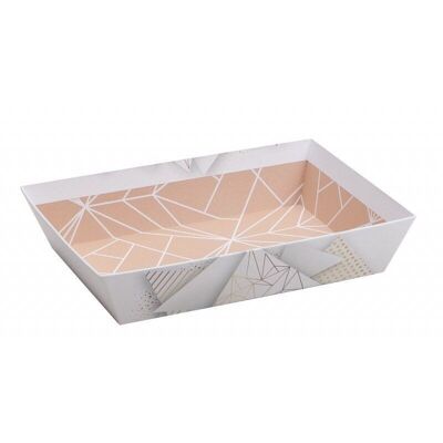 Corbeille carton blanc motif geometrique-765R