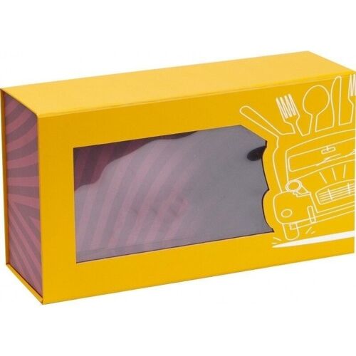 Coffret carton FSC jaune avec fenetre 'Promenade gourmande'-775J
