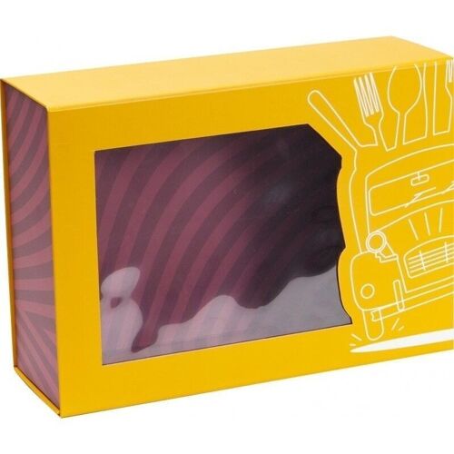 Coffret carton FSC jaune avec fenetre 'Promenade gourmande'-777J