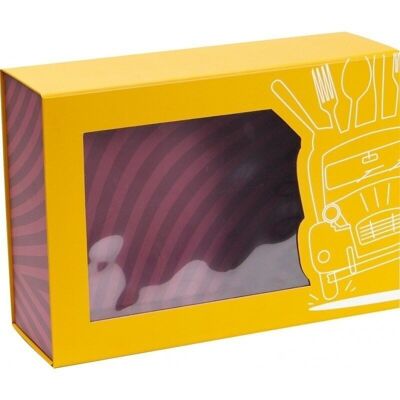 Caja de cartón amarillo FSC con ventana 'Promenade gourmande'-777J