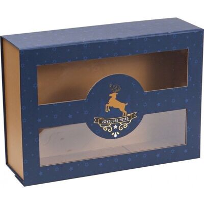 FSC cardboard box with window + gilding 'Joyeuses Fêtes'-777W