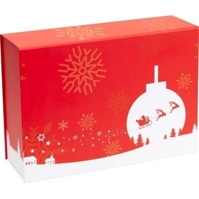Caja de cartón FSC roja con motivo navideño-778R