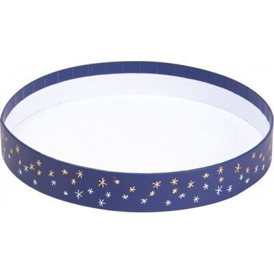 Round basket in FSC cardboard blue deco stars with gilding-802Y