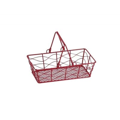 Rectangular basket in red metal-8052