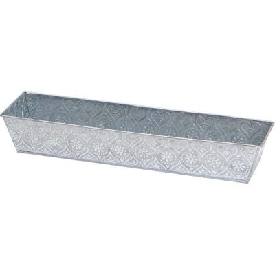 Cesta rectangular de metal con efecto zinc gris y blanco-8067