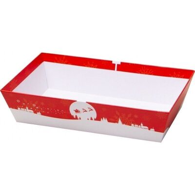FSC cardboard basket red Christmas motif-806R