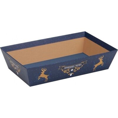 FSC cardboard basket 'Joyeuses Fetes' with gilding-806W