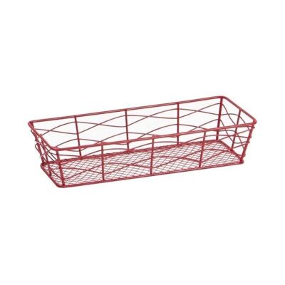 Red rectangular metal basket-8070
