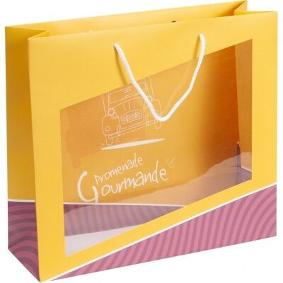 Borsa in cartone giallo FSC 'Promenade gourmande' + finestra PVC-824J