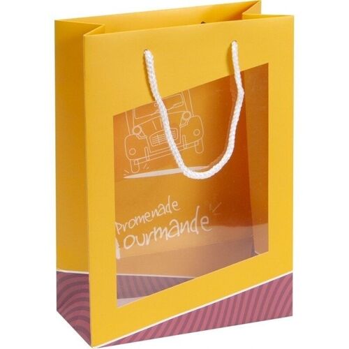 Sac carton FSC jaune 'Promenade gourmande' + fenetre PVC-828J