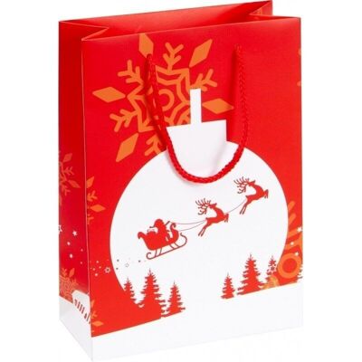 Sac carton FSC rouge deco Noel-828R