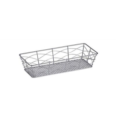 Rectangular basket in silver metal-8370