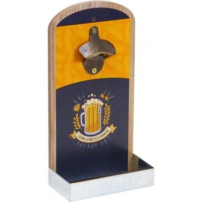Wall-mounted bottle opener/wooden bottle holder for 2 Long Neck-9131